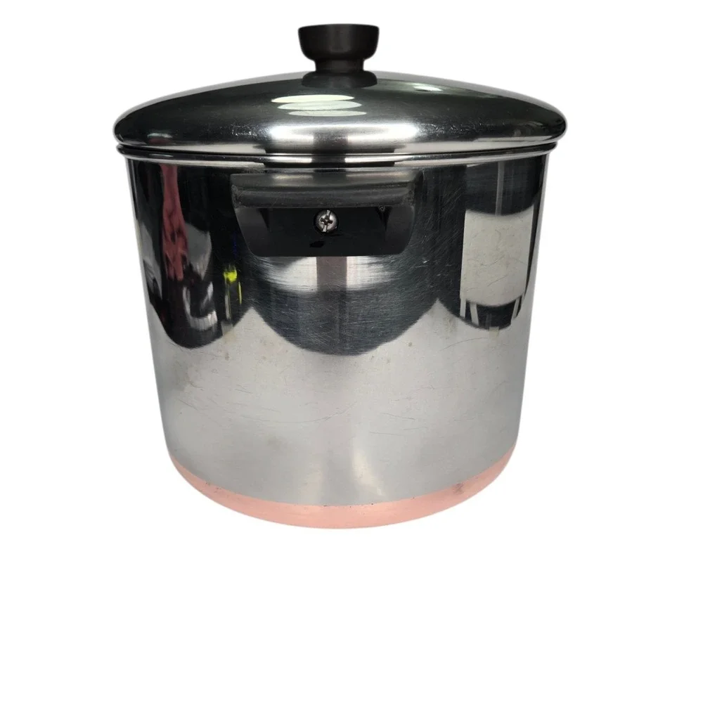 Revere Ware 8 Qt Stock Pot Copper Bottom w/Lid 86 Rome NY USA Stainless Steel